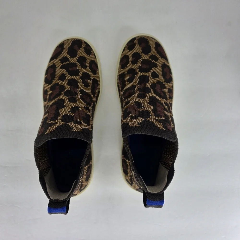 Rothy's The Chelsea Wildcat Ankle Boot Sneakers‎ Pull On Leopard Print Size 5